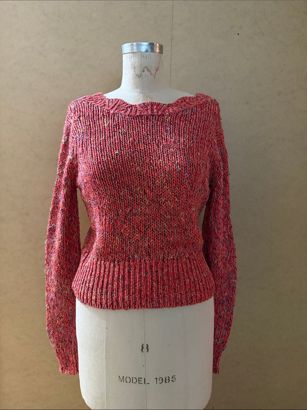 Women’s Cotton Pink Marled Knit Sweater